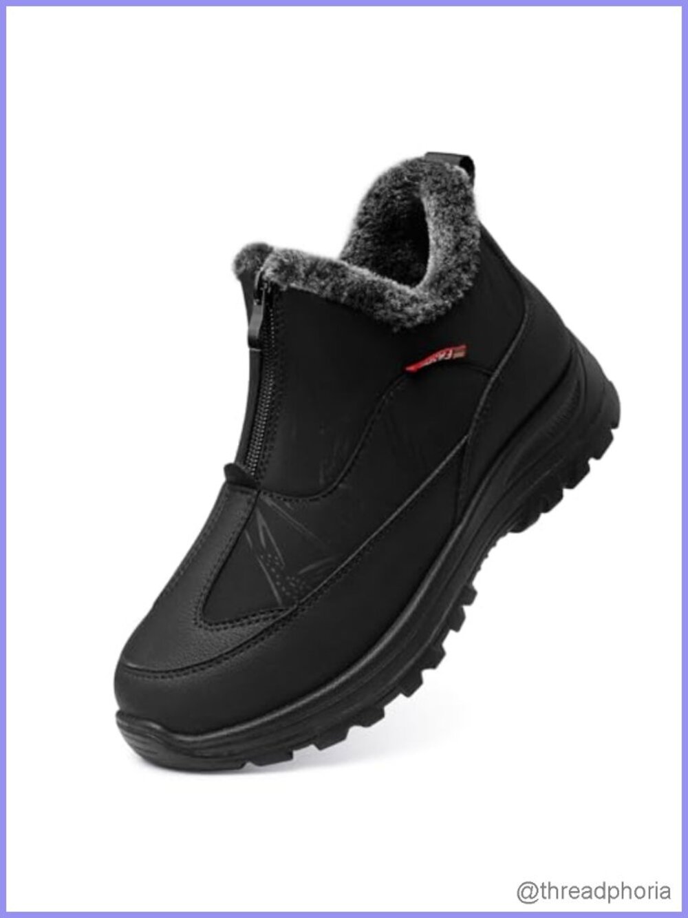 Waterproof Fur Lined Snow Boots Short Zipper Winter Booties